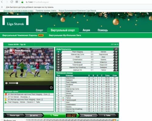 «Лига ставок» виртуальный футбол